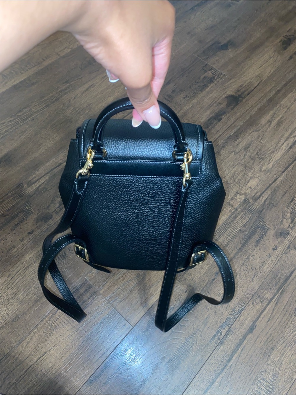 Coach Black Pebbled Leather Mini Backpack with Gold-Tone Hardware - Picture 4 of 7
